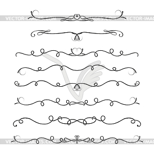 Набор декоративных разделителей тонкой линии,элементы дизайна, - изображение в векторе / векторный клипарт