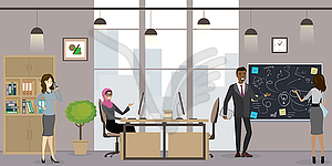 Группа деловых людей или офисных работников в модере - векторное графическое изображение