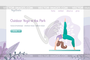 Girl doing yoga pose,hatha yoga in park,yoga - vector image