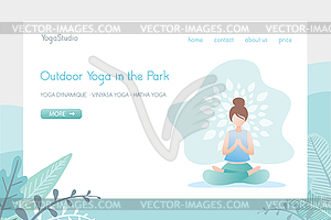 Girl sitting in lotus pose,hatha yoga in park,yoga - vector image