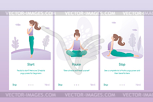 Set of yoga banners or mobile pages - vector clip art