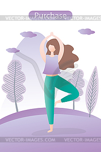 Woman standing in yoga pose,Yoga studio Banner - vector EPS clipart