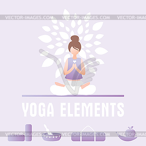 Girl doing yoga pose,female in lotus pose, - vector image