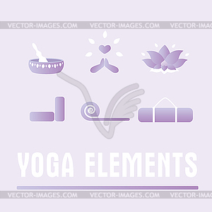Set of elements for yoga and fitness, - vector clip art