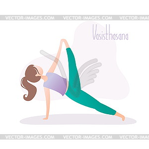 Girl doing yoga pose,Side plank pose or Vasisthasan - vector clipart