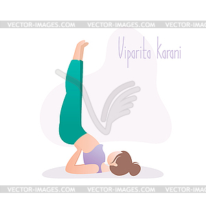 Yoga pose,legs up wall pose or Viparita Karani asan - vector EPS clipart