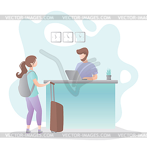 Male receptionist on Reception desk in hotel and - vector image