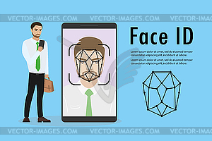 Face id concept background,Personality - vector clipart