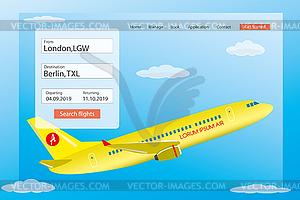 Landing page for search and book travel ticket.web - vector clipart