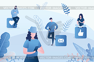 Different people with smartphones,online - royalty-free vector image