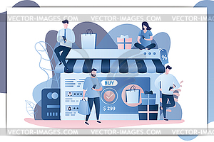Приложение для электронной коммерции или веб-страница интернет-магазина и - иллюстрация в векторе