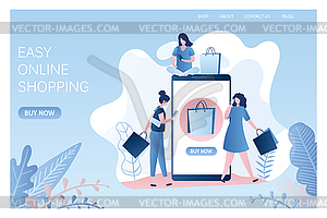 Girls with shopping bags and mobile phones - vector image