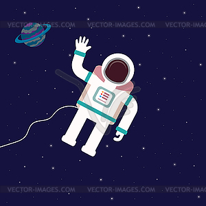 Classic astronaut character in space,stars and - vector clipart