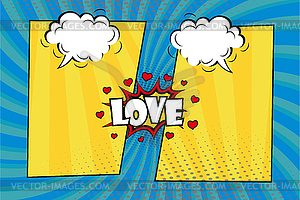 Love background comic pop art style design. - vector image