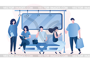People in subway,Male and female characters - vector image