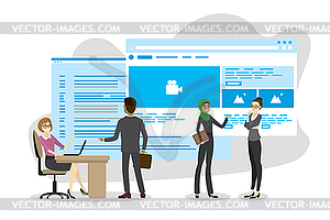 Group of business characters,people talking and - vector clip art