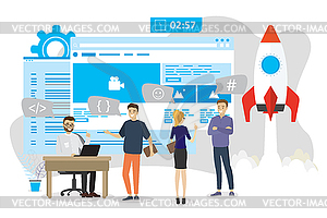 Application or web site development,cartoon busines - vector image