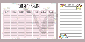 Weekly planner and to do list with cute - vector image