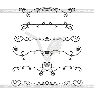 Цветочные разделители с каракулями - клипарт в векторном виде
