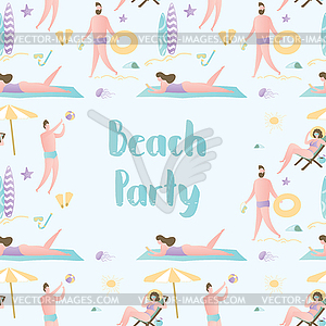 Beach party background or frame with place for - vector image