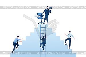 Businessmen climb pyramid,career and job - vector clipart