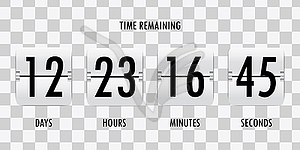 Time remaining count down flip board with scoreboar - vector image