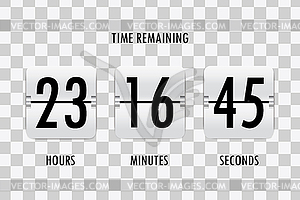 Time remaining count down flip board with scoreboar - vector image