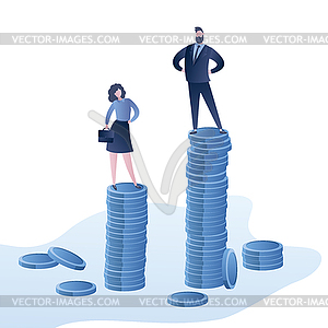 Gender inequality concept.Male and female character - vector clip art