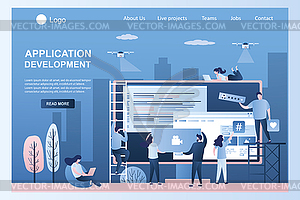 Application development landing page template. Big - vector clip art