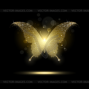 Блестящая золотая бабочка - иллюстрация в векторном формате