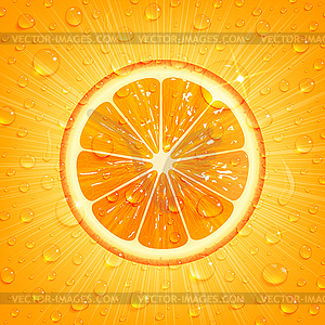 Orange Background with Water Drops - vector image