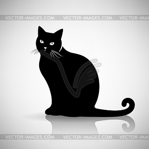 Силуэт сидящей кошки - векторный клипарт EPS