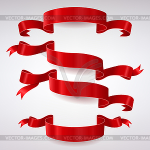 Set of Red Satin Ribbons - vector clipart