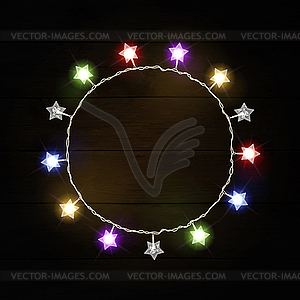 Christmas Multicolored Garland on Dark Background - vector clipart