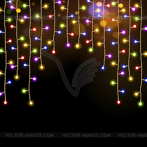 Разноцветная гирлянда рождественских огней - изображение в векторном формате