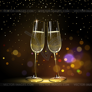 Congratulatory Background with Champagne Glasses - vector image