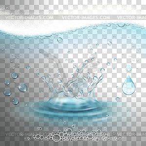 Набор из воды и пены на прозрачном фоне - векторное изображение EPS