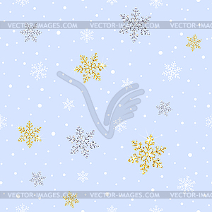 Seamless Pattern with Sparkling Gold and Silver - vector image