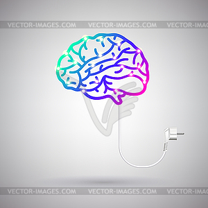 Мозг с электрическим проводом и вилкой - изображение в векторном формате