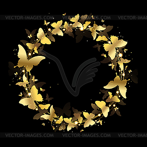 Венок из золотых бабочек - изображение в векторе