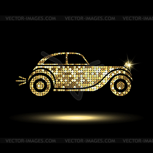 Значок золотого автомобиля - векторный клипарт Royalty-Free