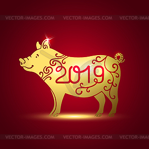 Символ года Золотая свинья - изображение в векторном виде