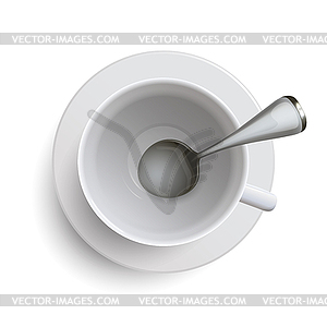 Empty White Cup with Spoon - vector image