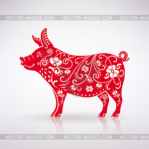 Stylized Red Pig - vector EPS clipart