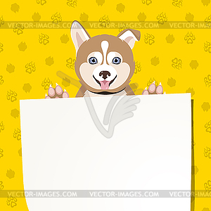 Banner with Cute Puppy - vector image