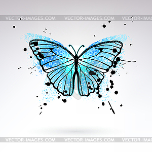 Декоративная ярко-синяя бабочка - рисунок в векторном формате