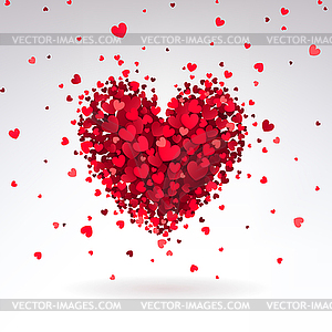 Романтическое сердце из красных сердечек - клипарт в векторе