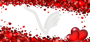 Баннер с красными сердечками - изображение в векторе