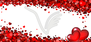 Banner with Red Hearts - vector image