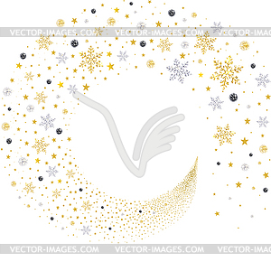 Swirl of Gold and Silver Snowflakes - vector clipart